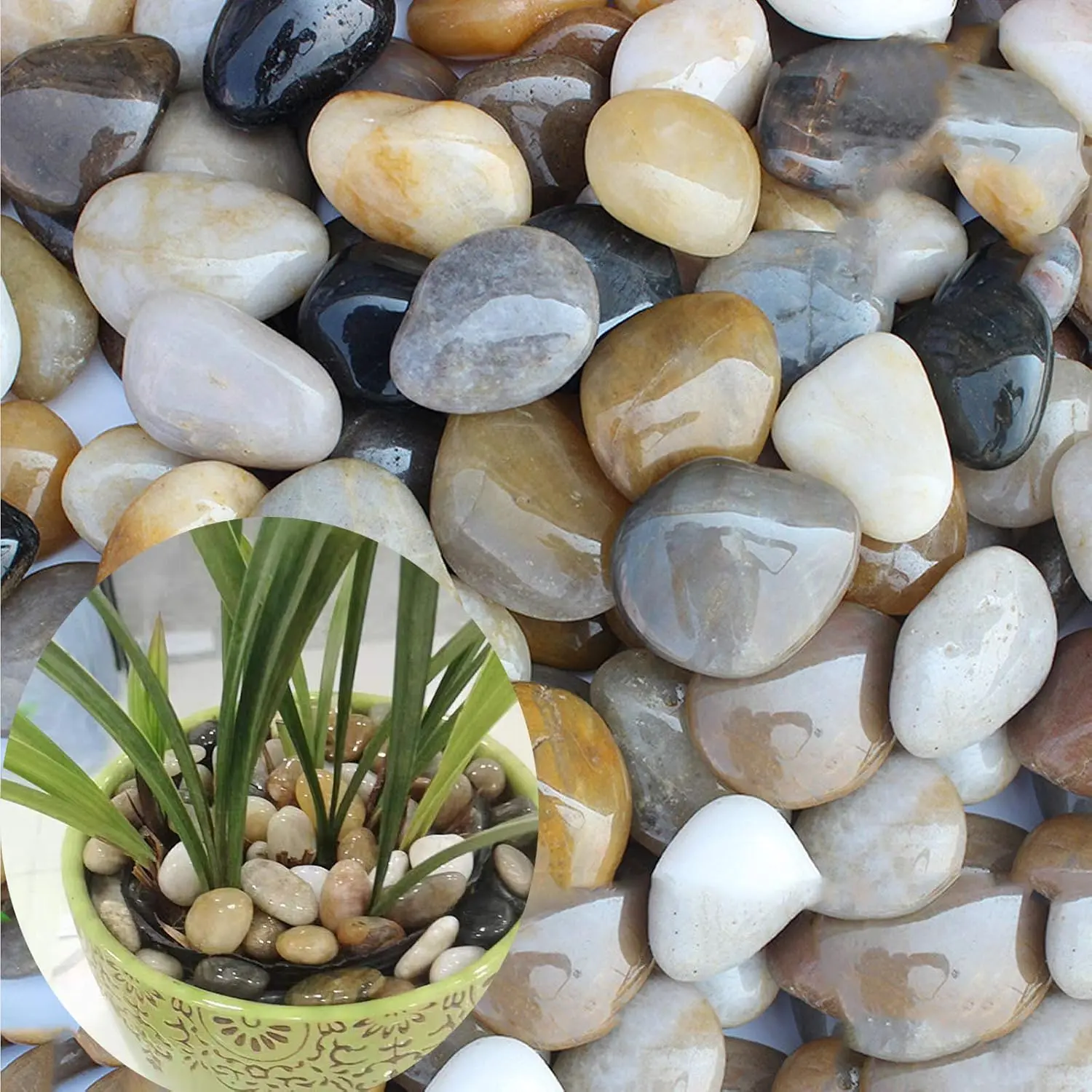 3 lb River Rocks for Succulent ,Decorative Rocks Bonsai Garden ,Aquarium Rocks Garden Landscaping Stones for Fish ,, Vase Fillers (Multicolor, 3 lb)