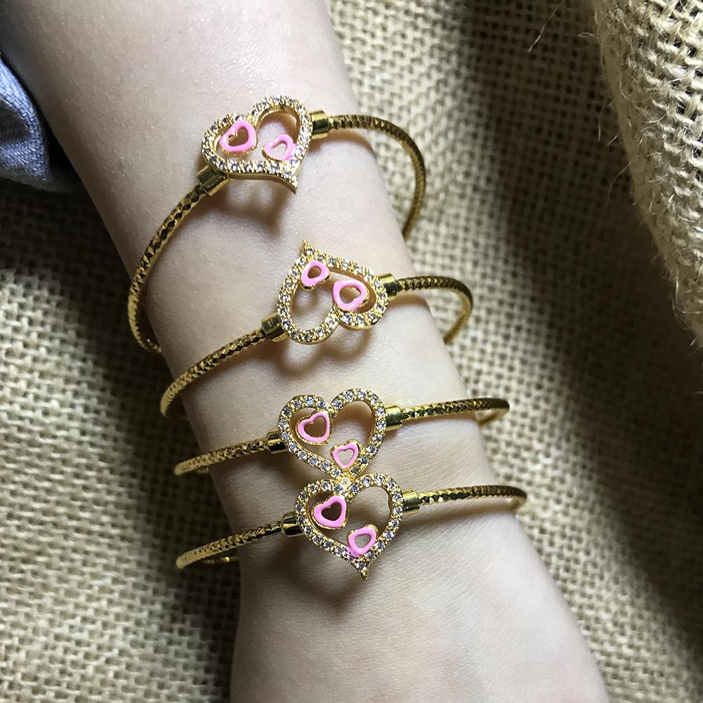 4pcs Baby Bangles Heart  Dubai Gold Color Bangles Kids Bracelet Luxury Bracelet Dubai Bangles Child Jewelry Birthday Present