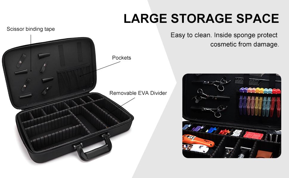 THE WELL KEPT Barber Carrying Case, Stylist Tool Box-Professional Salon Hair Cutting Grooming Kit Storage Organizer for Clippers, Scissors, Barber Supplies (Large)