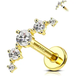 Yellow  Helix Earring Stud 16g Flat  10K Real  Climber Helix   6mm Solid  Cartilage Stud 8mm Cute 10kt Conch Stud   for Ears