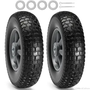 Solid PU Run-Flat Tire Wheel, 10", 2-Pack, 180 lbs Dynamic Load, 220 lbs Static Load, Flat Free Tubeless Tires and Wheels for Hand Truck, Utility Cart, Dollies, Garden Trailers, Various Carts  Super Brand DayC36MotoFixStore