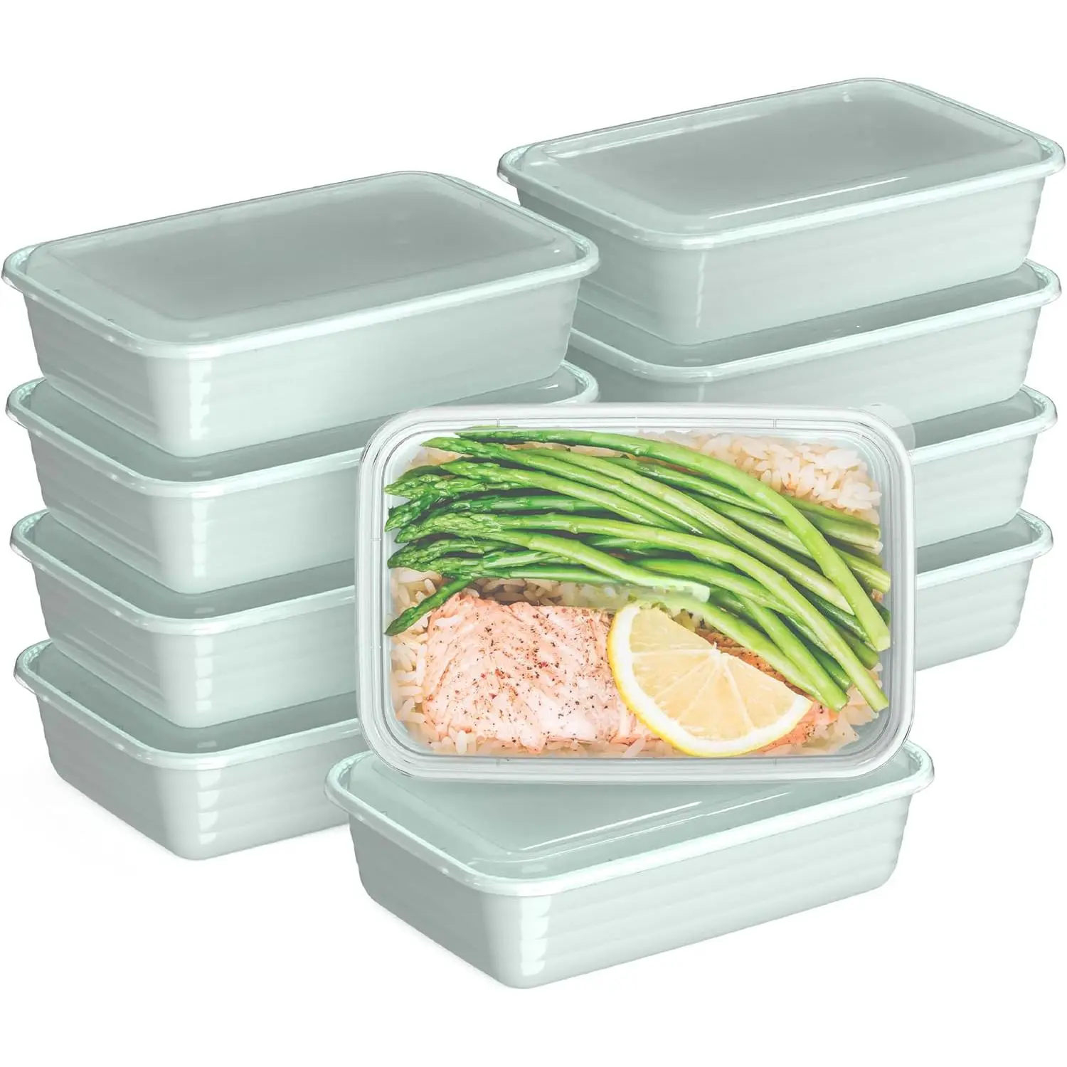 Prep Meal Prep Containers with Lids, 20 Piece, PFAS & BPA-Free |   4-Cup Capacity, Portion Control, Stackable, Microwave, Freezer & Dishwasher-Safe, Reusable (Mint)