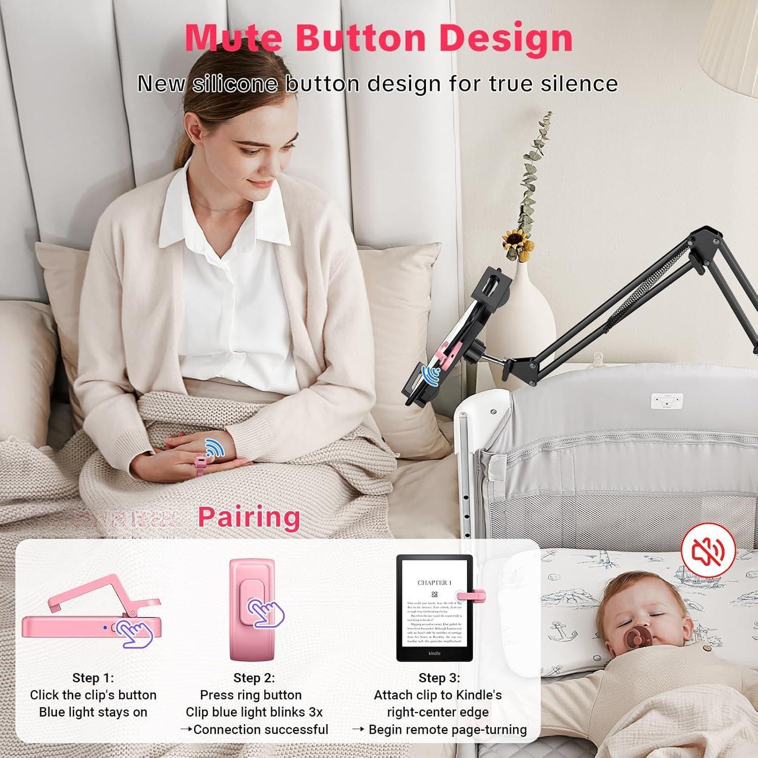 Remote Page Turner Ring for Kindle Paperwhite Oasis Scribe Kobo,Designed for Thick Cases Clicker Page Turner Camera Remote for  iPad Android Tablets Reading Novels Comics with Storage Bag-