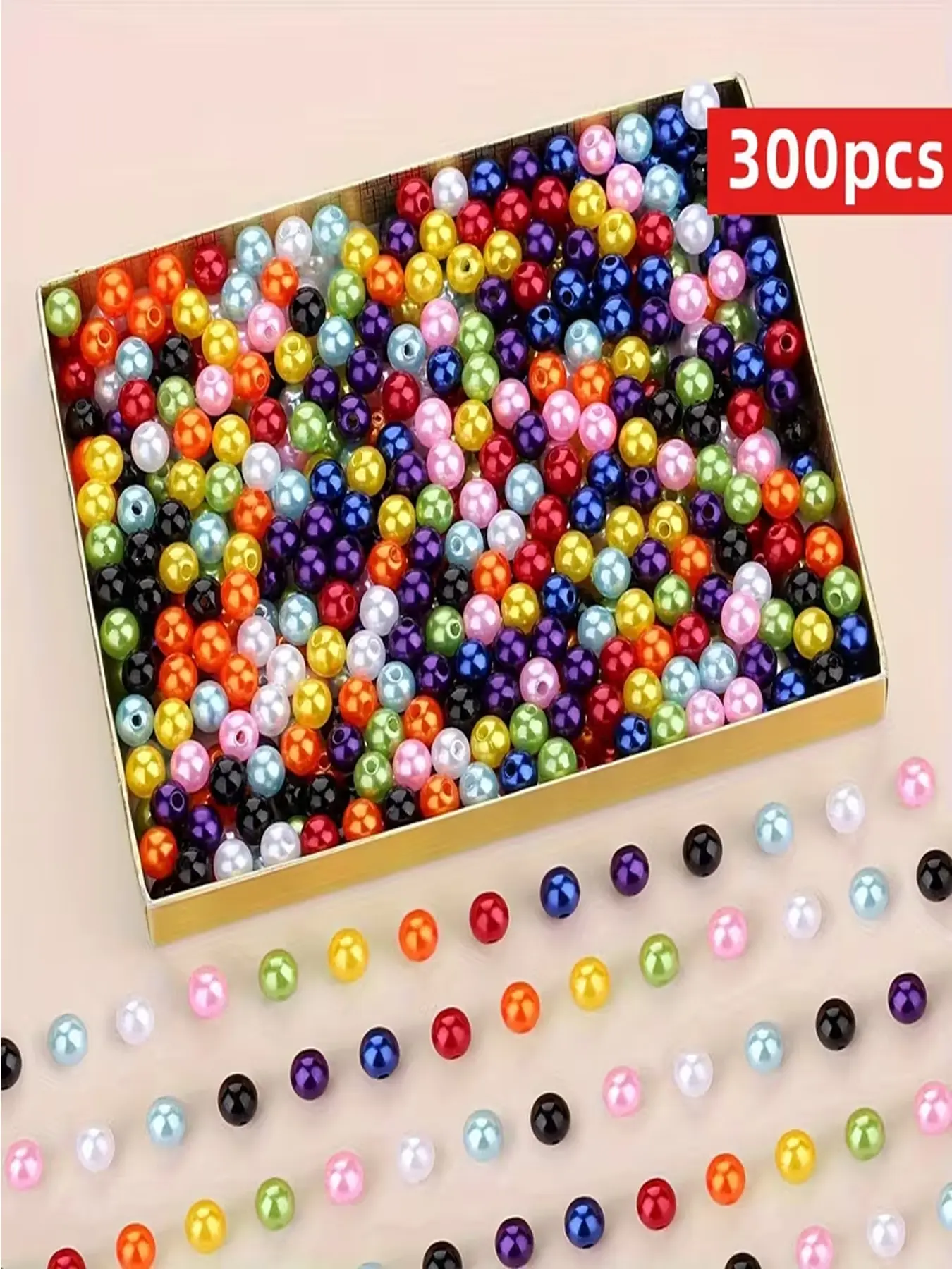 300pcs 8mm Random Color Acrylic Beads, Bright Colors, Round Straight Hole, DIY Bracelets, Necklaces, Craft Supplies, Beading Supplies, Jewelry Making Material
