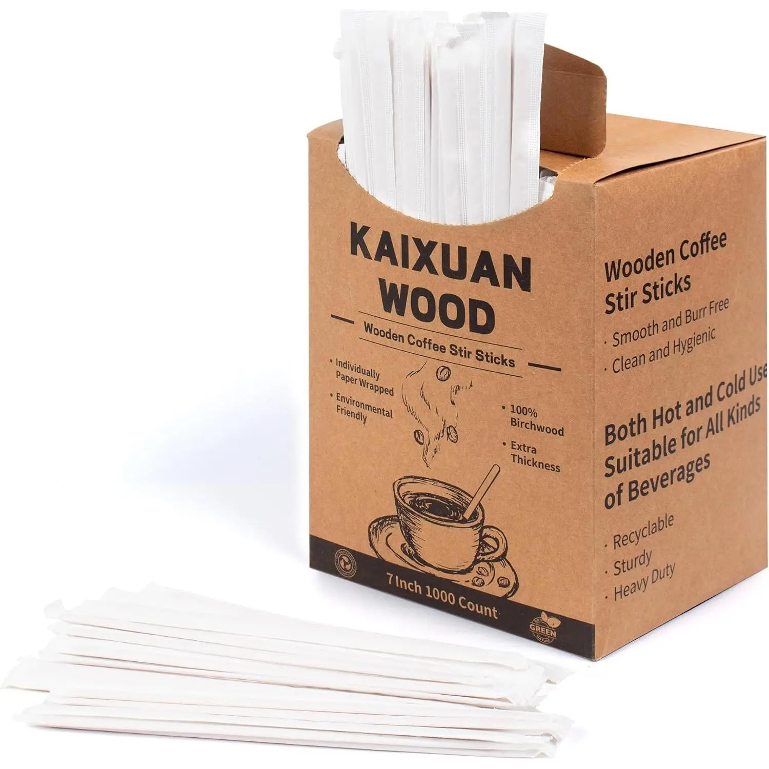 7 Inch 1000 Pcs Individually Wrapped Coffee Stirrers, Paper Wrapped Coffee Stir Sticks, Wrapped Stir Sticks, Tea and Hot Chocolate Gifts