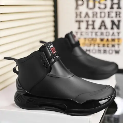 Unisex Trendy Short Rain Boots, Fashionable Rain Boots, Waterproof Anti-Slip Thick Rubber Sole, Shock Absorption, Ideal for Commuting, Outdoor Water Activities, Construction Work