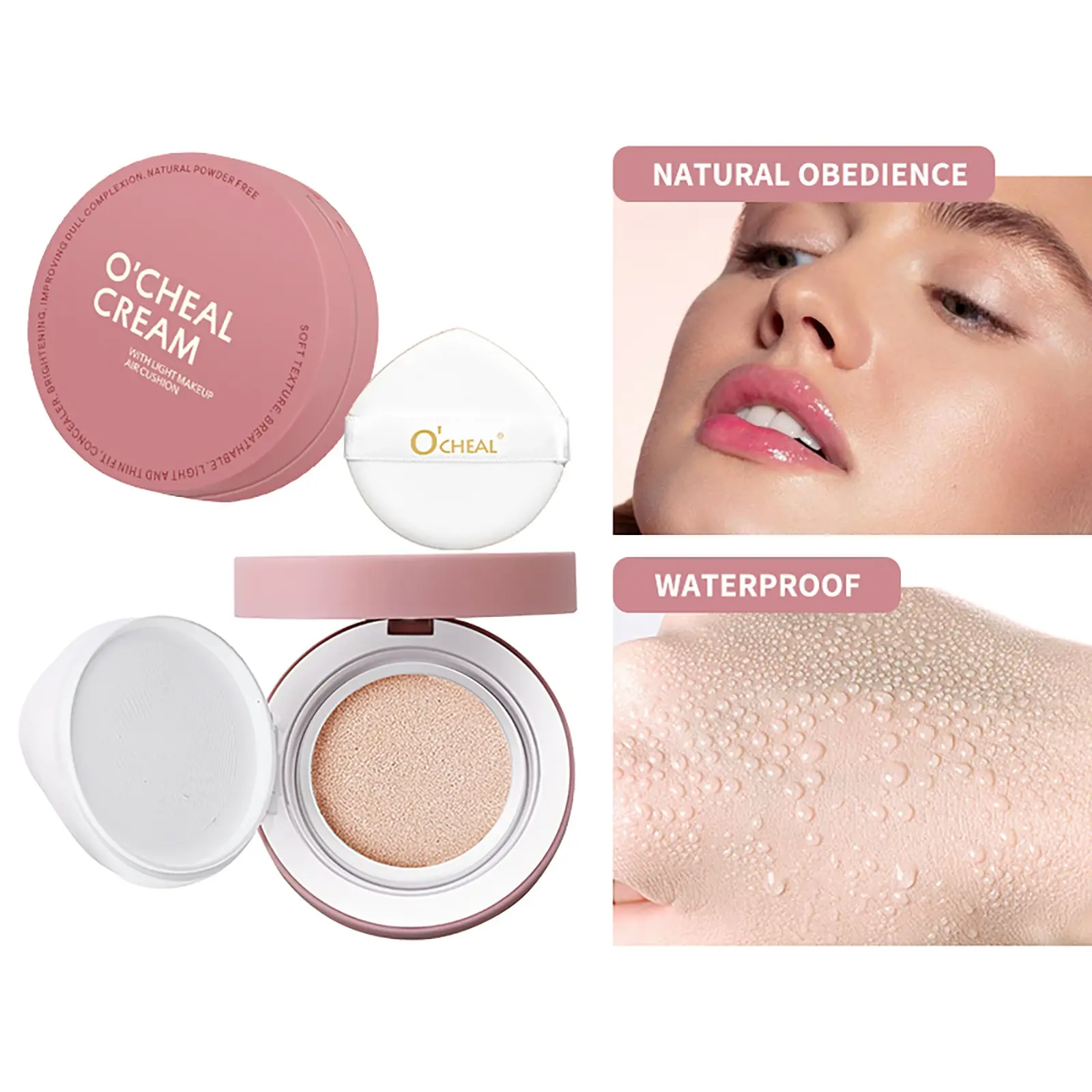 Waterproof Locking Foundation Cushion, Oil Control Sweat Proof, Lightweight Weightless Buildable Coverage Flawless Radiant Smooth Finish, No Smudge No Clump, Suitable for All Day Wear, Air Cushion