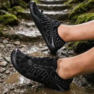 Unisex Water Shoes, Moisture-Resistant Casual Trainers with Quick-Dry Breathable Mesh Upper, Non-Slip Honeycomb Sole, Lightweight Fit, Adjustable Lace Slip-On Design for Beach, Hiking, Daily Use