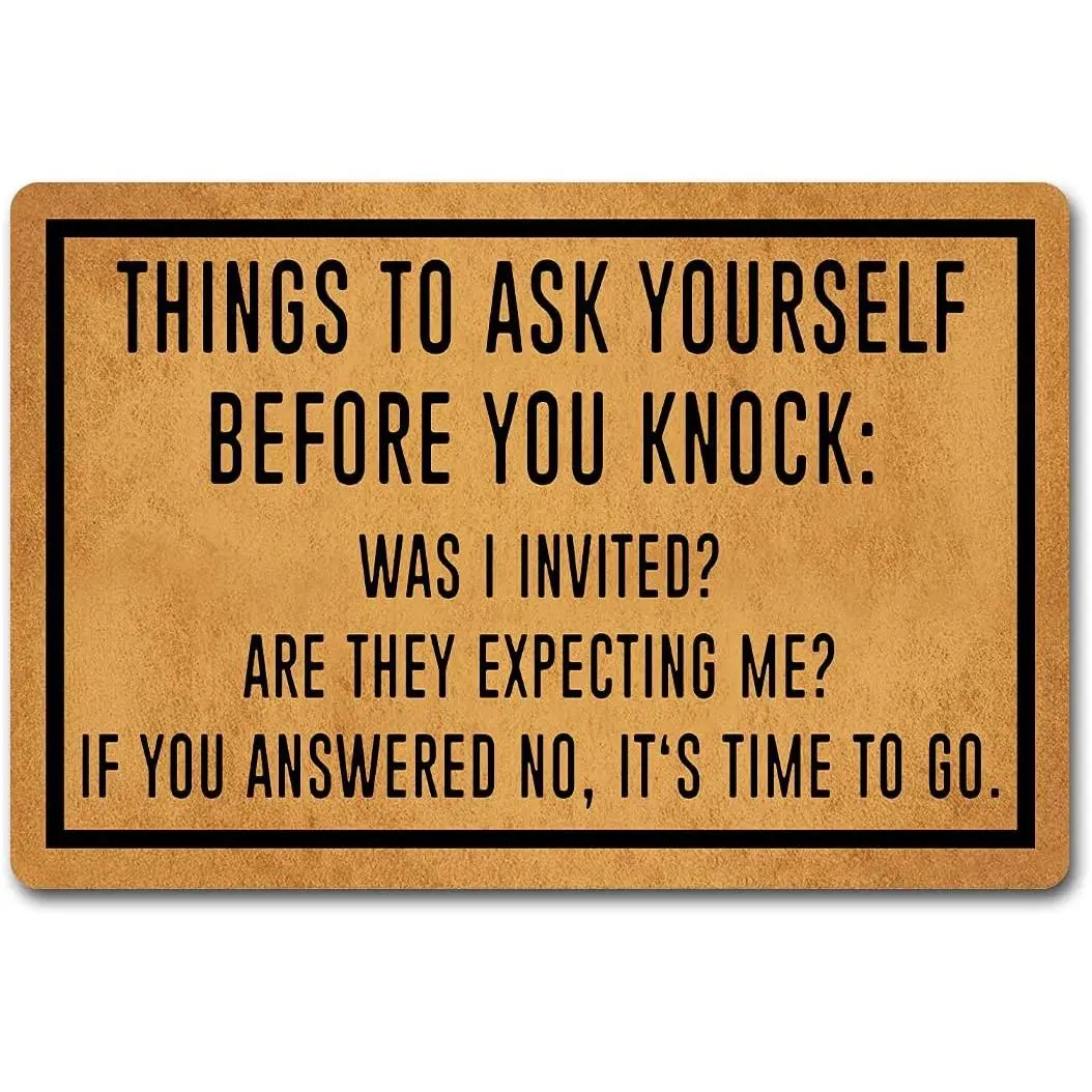 Funny Entry Rugs for Inside House Front Porch Sign Rugs Things to Ask Yourself Before You Knock Personalized Monogram Kitchen Rugs and Mats with Anti-Slip Rubber  Novelty  Mat(23.7 X 15.9 in)