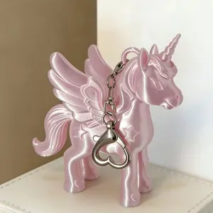 2pcs High-Quality Unicorn Keychain for Girls' Bags, 3D Printed, Silk Material, Year of the Horse Limited Edition