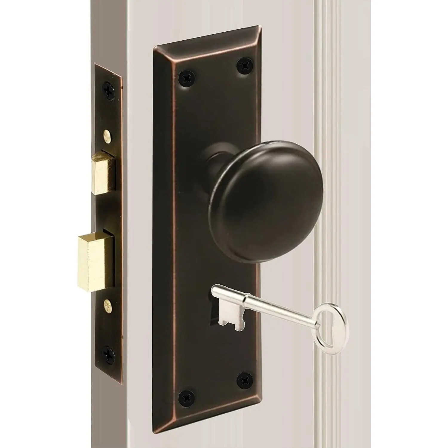 Mortise Keyed Lock Set with Classic Knobs,  for Replacing Broken  Antique Door Knob Sets, Fits /8 in.-/4 in. Interior Doors, Oil Rubbed Bronze, 1 Pack
