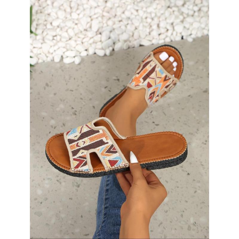 (New)Women's Boho Style  Slides, Vintage  Flat Sandals, Fashionable Barefoot Shoes for Beach, Outdoor, Daily Wear, Girl