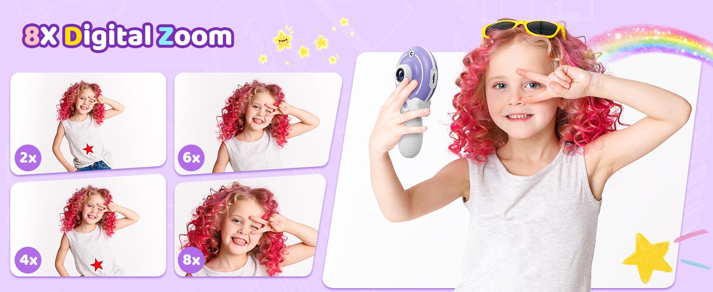 Camera Toy for Girls - Birthday Girl Gifts with Magic Wand Design - Digital Video Camera for with 32GB SD Card - Easter Basket Essentials for Girl 2 3 4 5 6 Year Olds, Purple