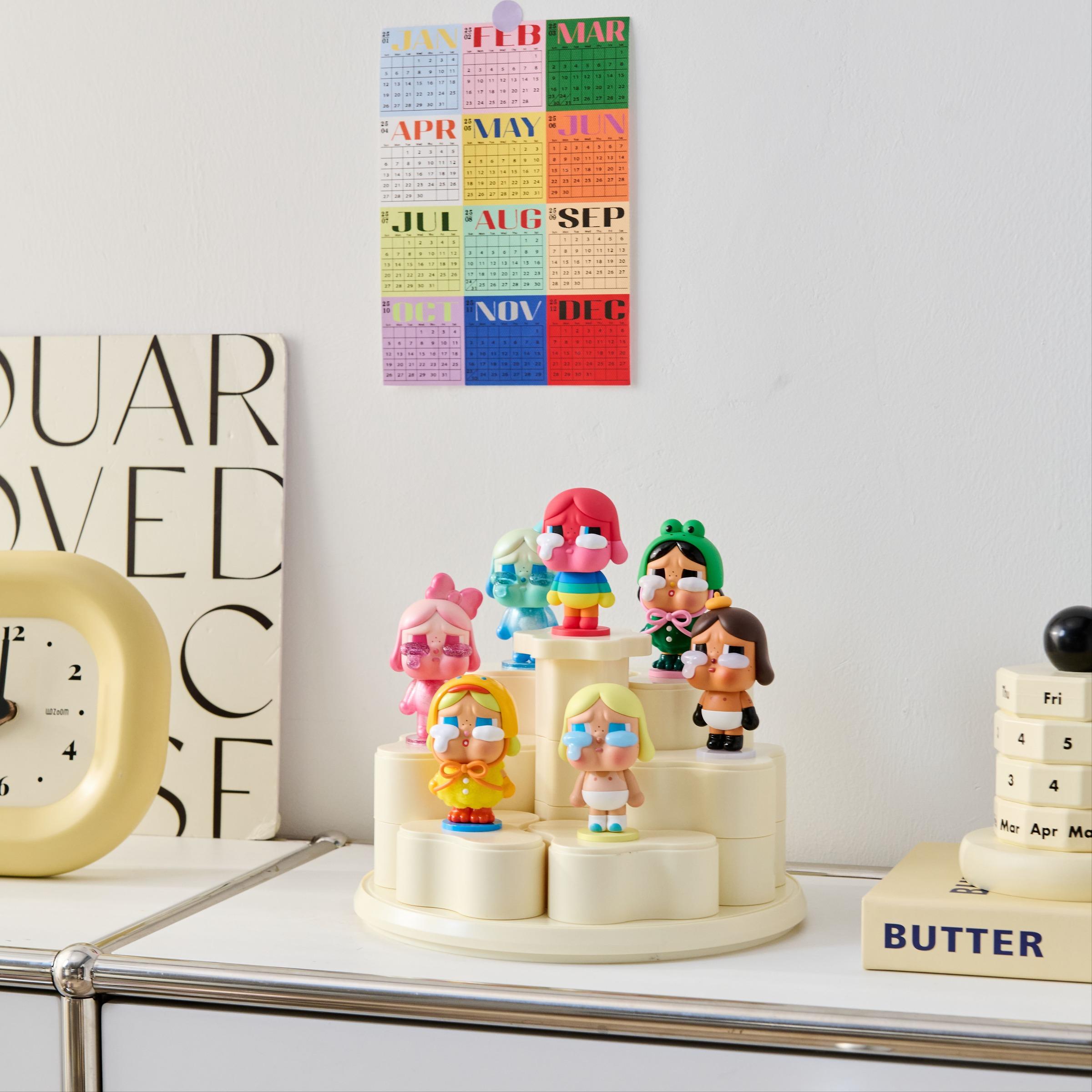 Figurine Display Storage Box with Rotating Base, Transparent Dust Cover, Stackable Cabinet for Pop Mart Labubu Figures, Watches & Jewelry