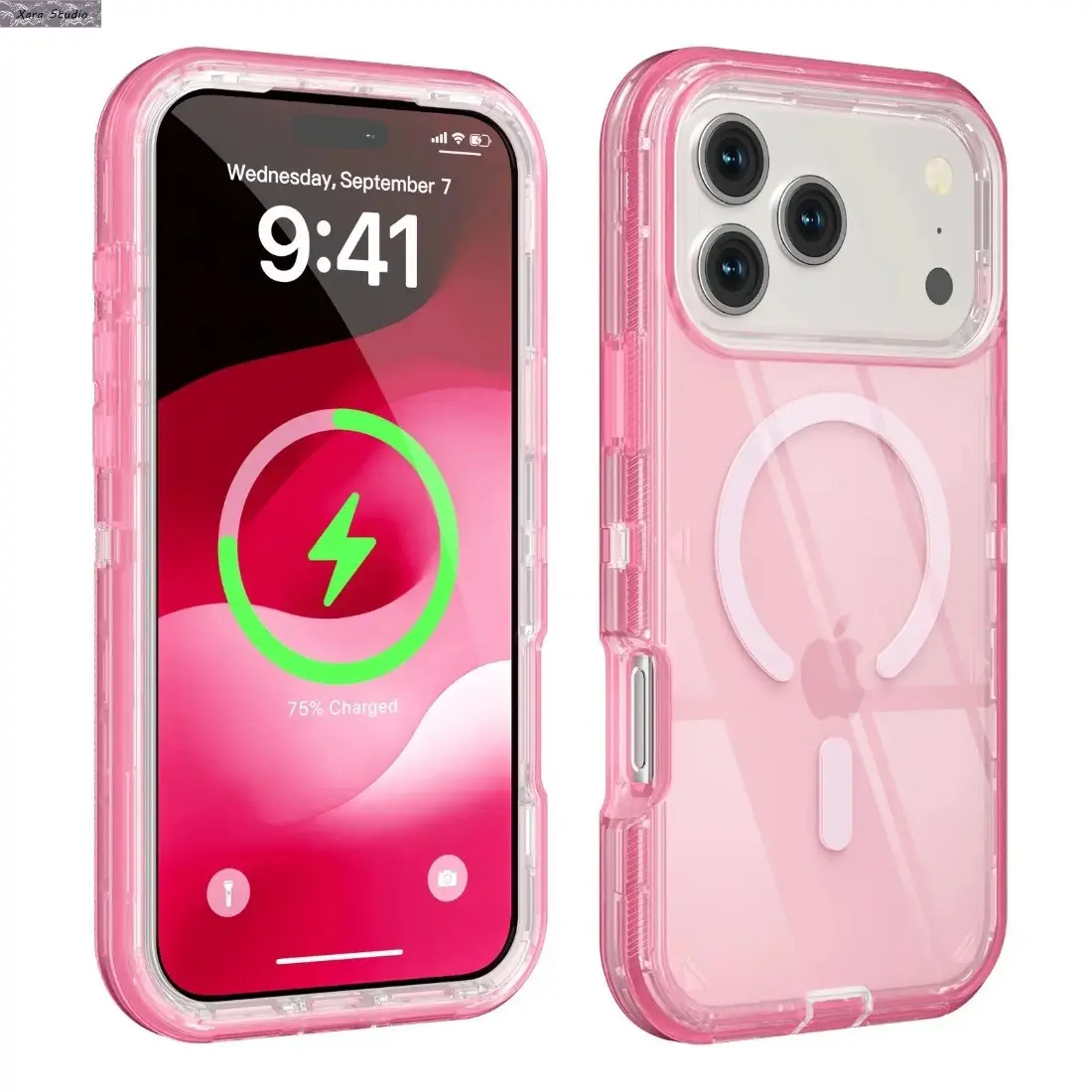 3-in-1 Magnetic Clear Phone Case, Aesthetic Dual-Layer Shockproof Cover with Anti-Drop Protection, Heavy-Duty Transparent Design for iPhone 17, 16, 15, 14 & 13 Series Pro Max, Pro, Plus & Air