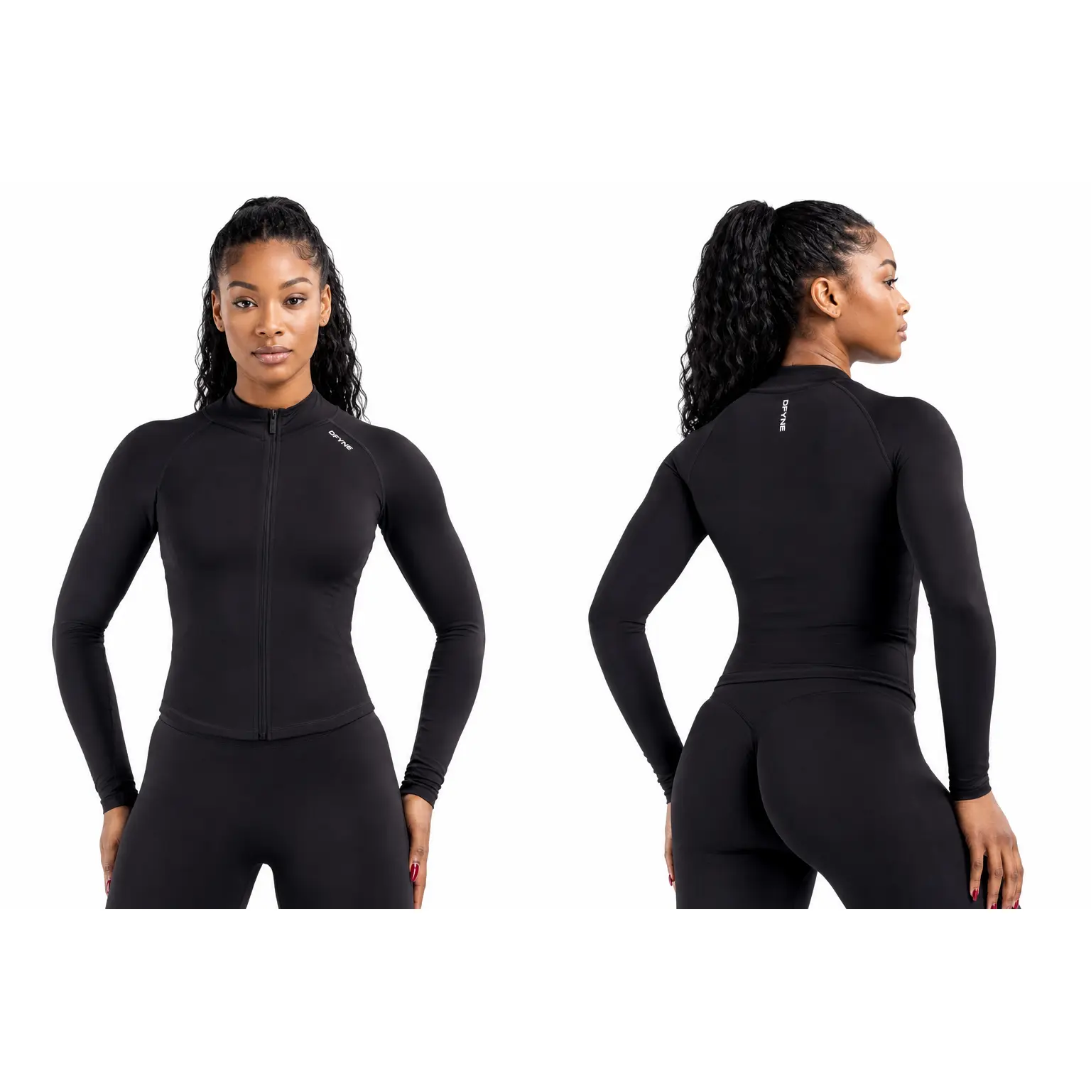 Dfyne Women's Slim Fit Workout Jacket, Lightweight High Stretch Long Sleeve Full Zip Top for Gym Yoga Run, Plain, Female Wear