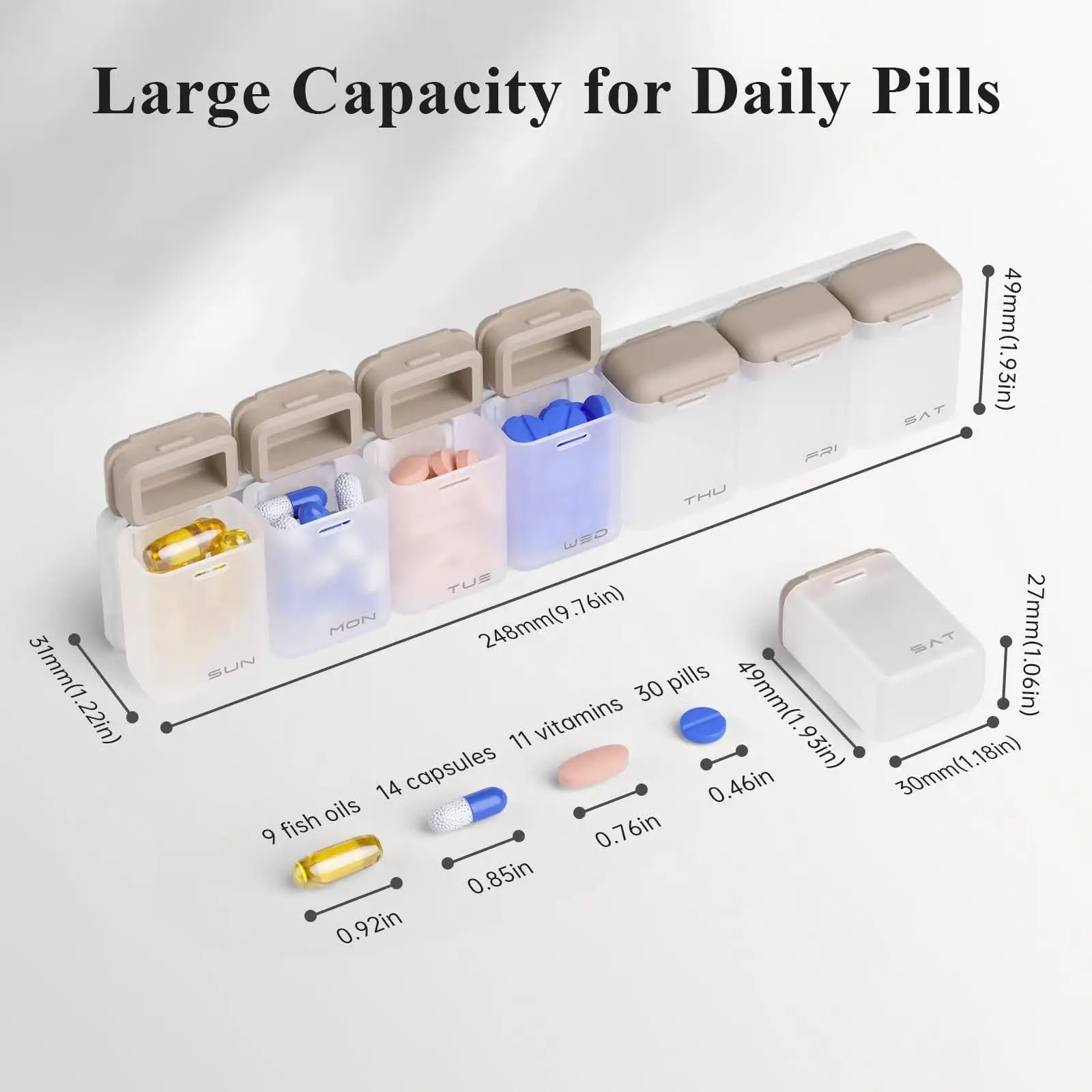 Magnetic Pill Organizer, Weekly Medication Planner, Portable Travel Medicine Box, Elderly Chronic Disease Reminder, Refrigerator Adhesive