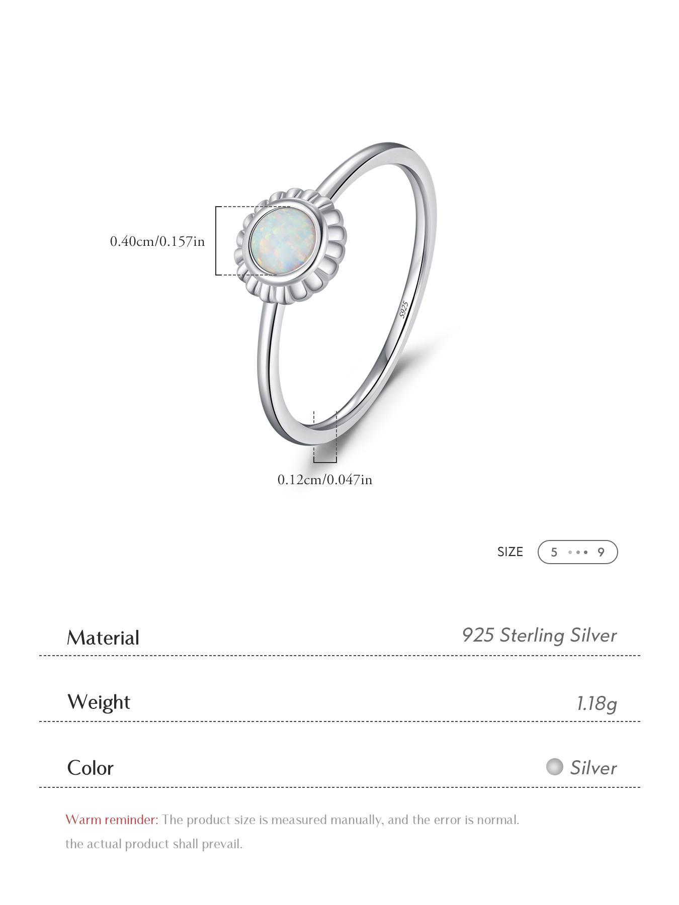 925 Sterling Silver Vintage Sunflower Design Ring, Fashion Synthetic Opal Ring for Women, Trendy All-match & Exquisite Jewelry for Birthday Gift