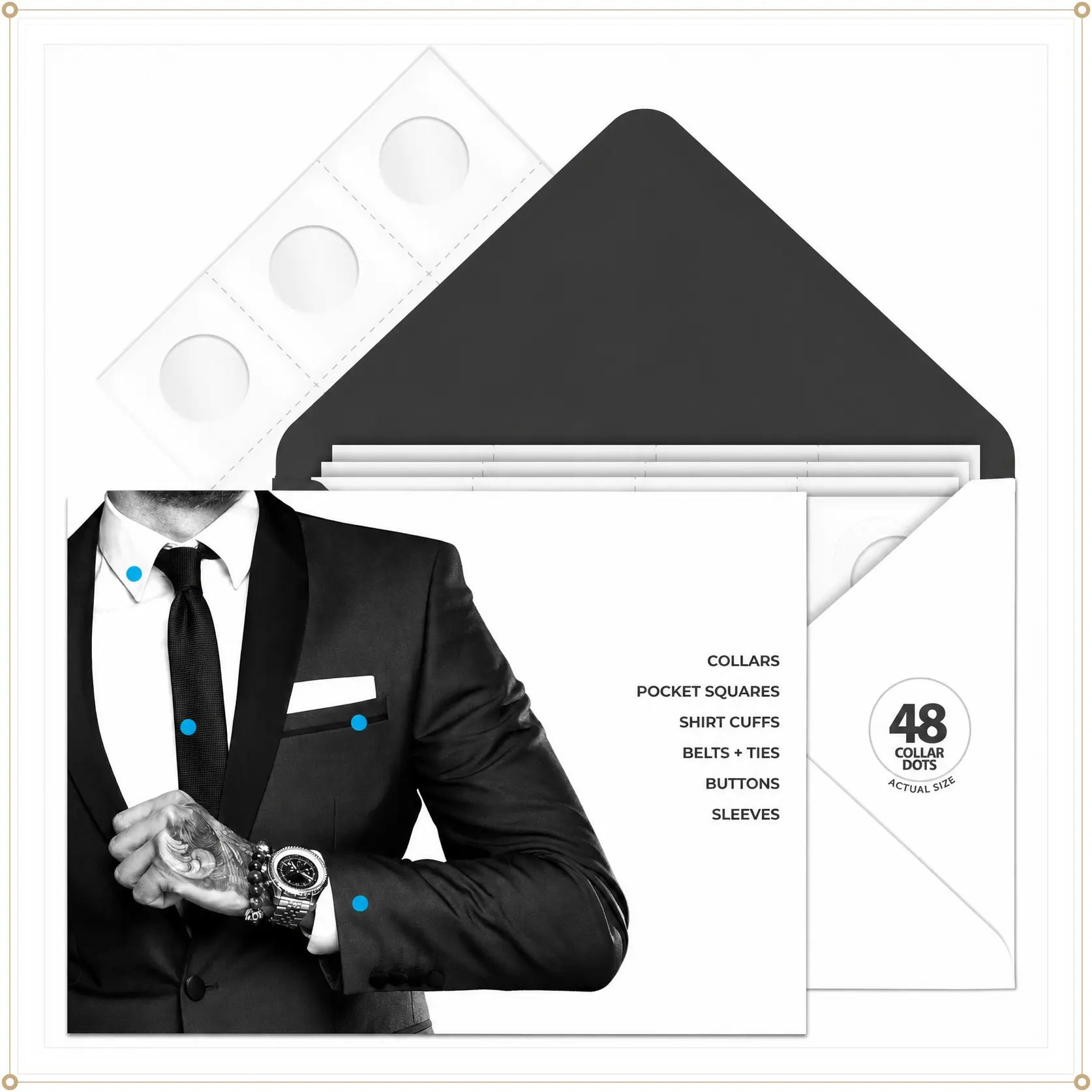 Adhesive Collar Stays for Dress Shirts & Polos | Stop Floppy & Curling Collars | Easy Stick-On StiffenersGift