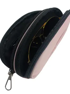 Unisex Dual-Layer Sunglasses Case, Shockproof & Scratch-Resistant, Zippered Multi-Purpose Pouch, Ideal for Travel & Cycling
