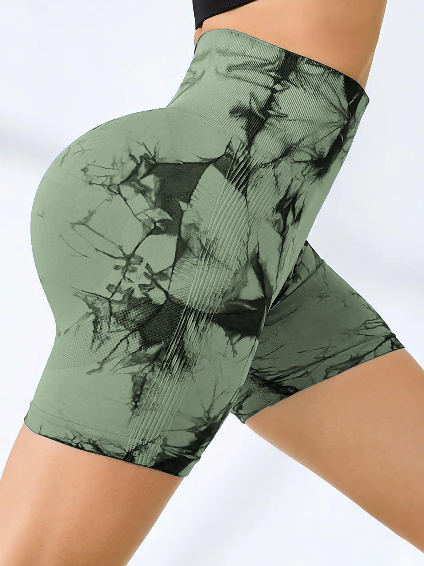 Women's Tie Dye Print Sports Shorts, Casual Comfy Breathable High Waist Skinny Shorts for Yoga Gym Workout Running, Ladies Sportswear for All Seasons, Athletic Shorts, Athleisure Shorts, Comfy Stretchy Shorts