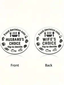 1 Set of Double-Sided Couple Keychains / Food Decision Coin / Christmas Gift / Stocking Stuffer / Table Decoration / Perfect for Husbands, Wives, and Couples