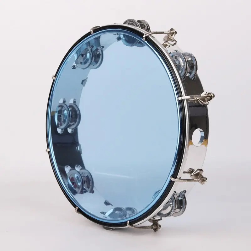 10 Inch Double Row Tambourine, 1 Count Stainless Steel Metal Circle Tambourine, Musical Instrument for Adults, Percussion Musical Instruments for Home & School