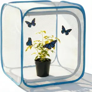Insect & Butterfly Habitat Cage, Portable Pop-Up Terrarium with Mesh Sides, Bug Catching & Observation Enclosure for Caterpillars, Small Insects, Outdoor & Classroom Use, 12 Inches Tall