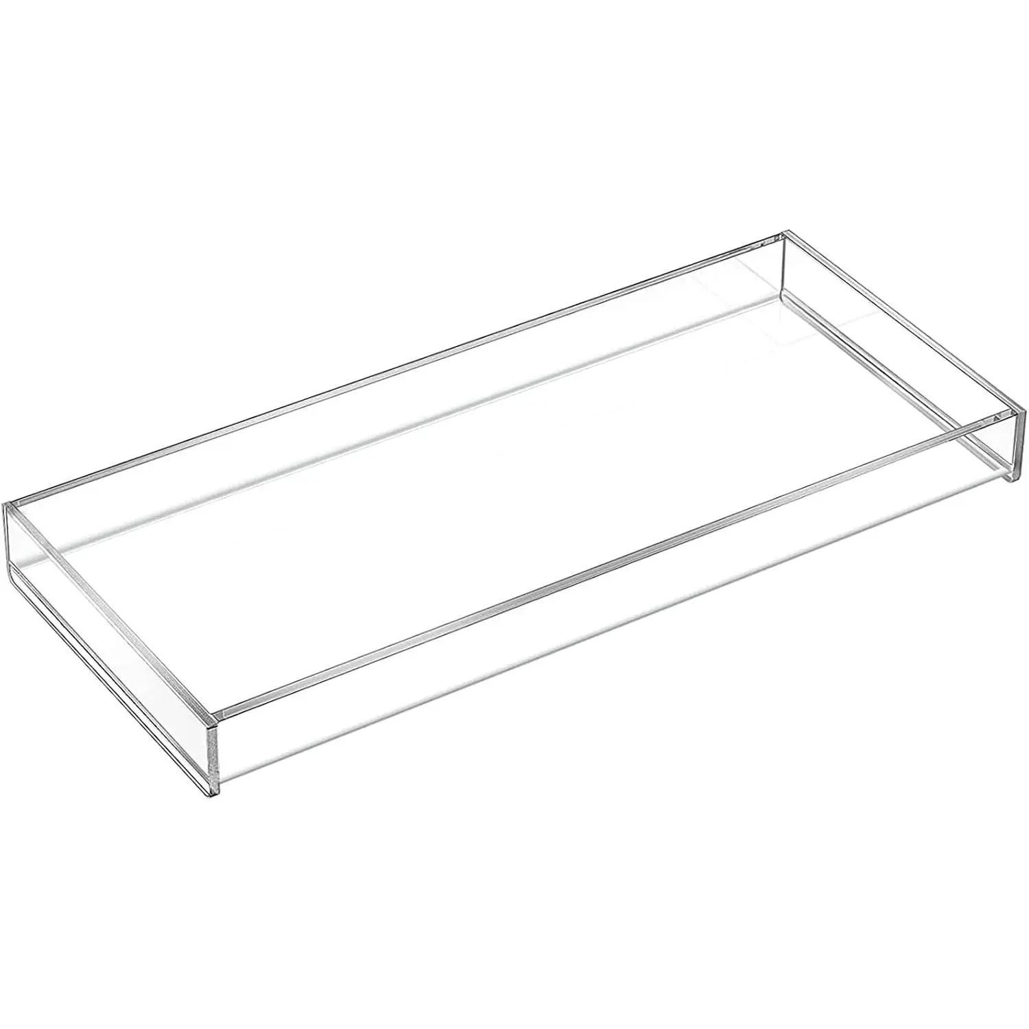 Acrylic Vanity Tray, Clear Bathroom Storage Tray for Countertop, Toilet Tank, and Bathtub – Perfect Organizer for Perfume, Soap, Towels, Tissue, Candles, and Plants, 11.8 × 5 × 1.2 Inches