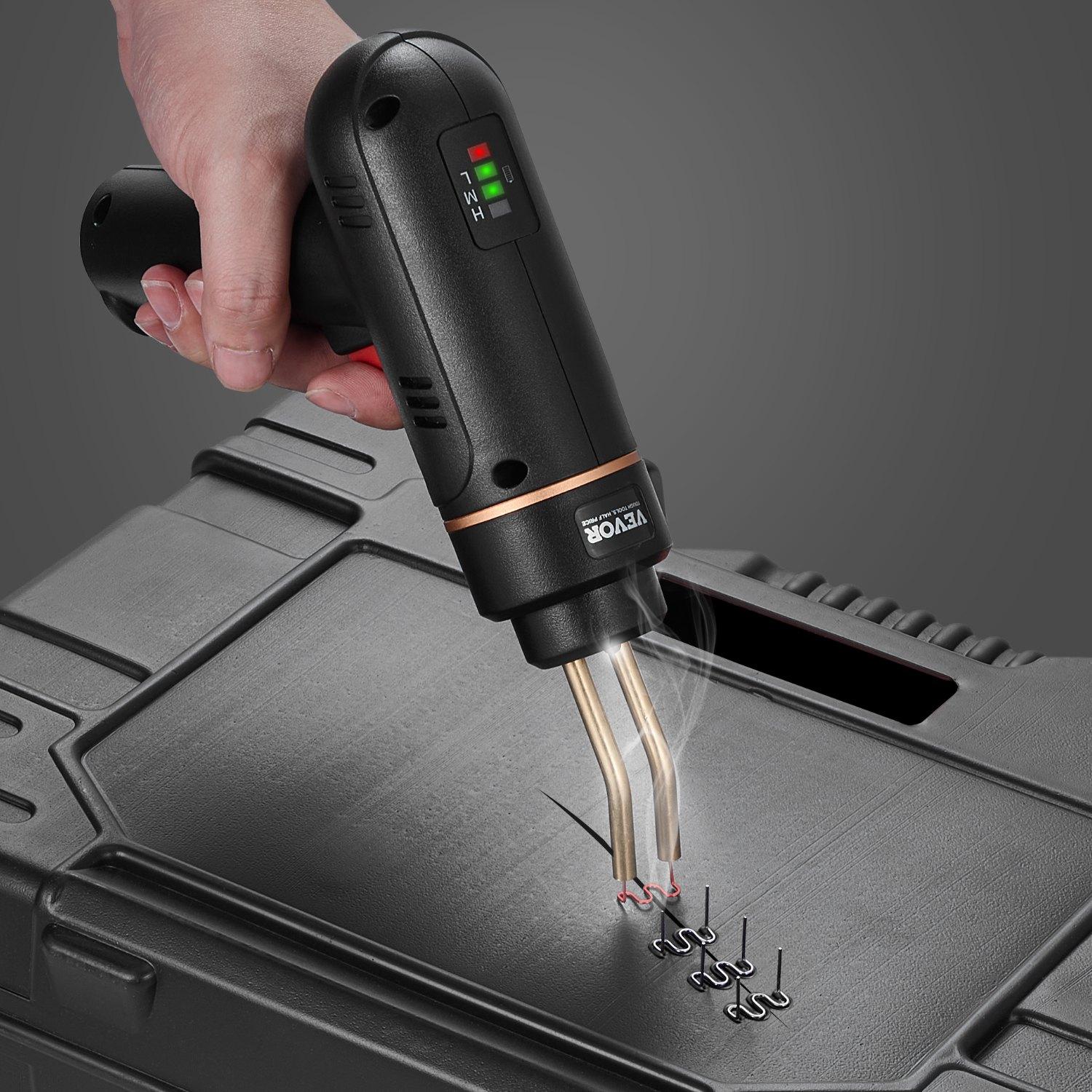 VEVOR Cordless Plastic Welder, 120W Plastic Welding Gun with 400PCS 4 Types Hot Staples, Rechargeable Hot Staple Welding Gun, Plastic Car Bumper Repair Kit for Kayak, Toys, Plastic Crack Repair