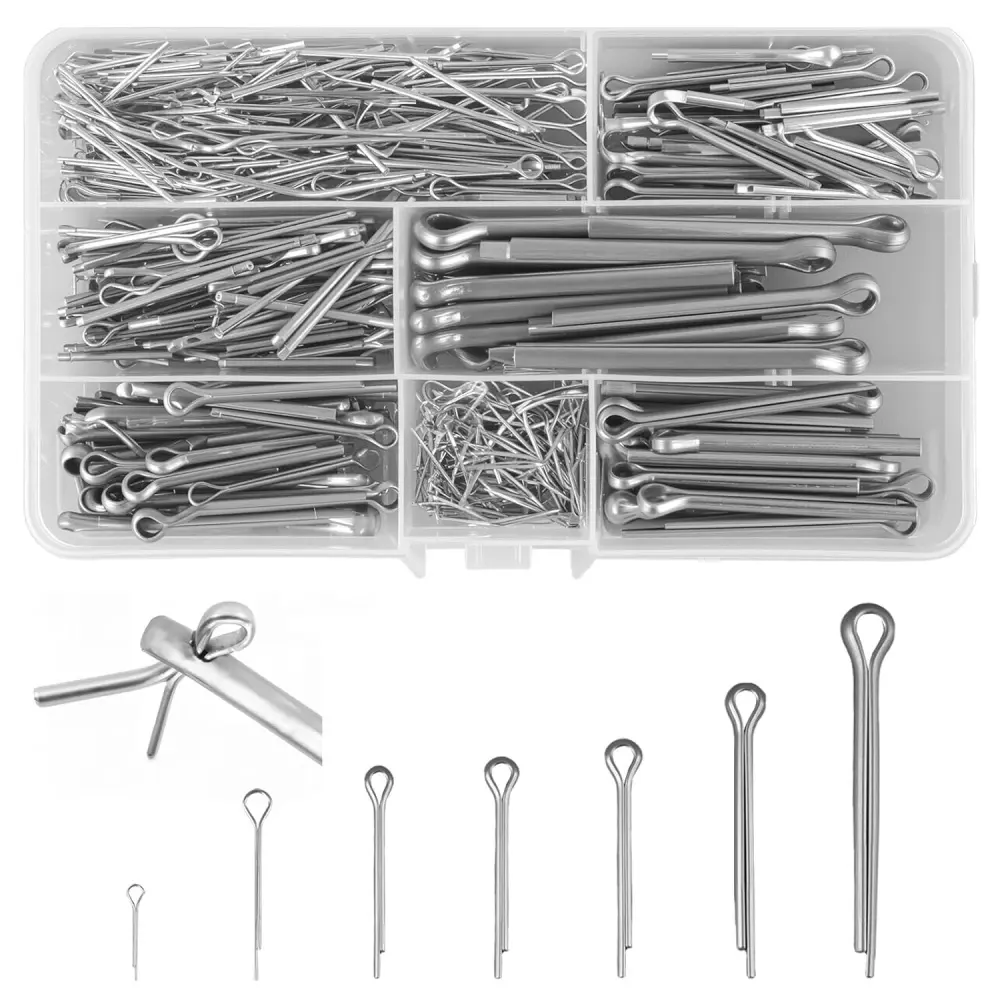450 PCS Split Pin Stainless Steel Cotter Pin Set with Assortment Box in 7 Sizes M1/M1.5/M2/M2.5/M3/M4/M5, Safety Cotter Pins Assortment for Car, Caravan, Garden Tools, Mechanics