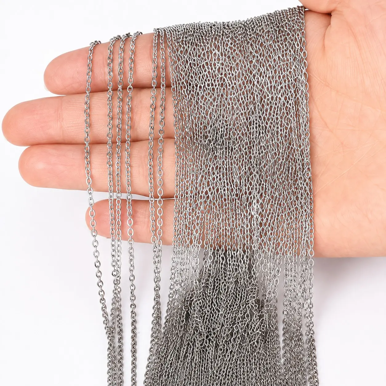 10m Stainless Steel Flat Cross Chain, 1.5mm DIY Jewelry Making Chain Roll, Metal Craft Chain for Necklace, Bracelet, Anklet, Pendant and Handmade Accessories