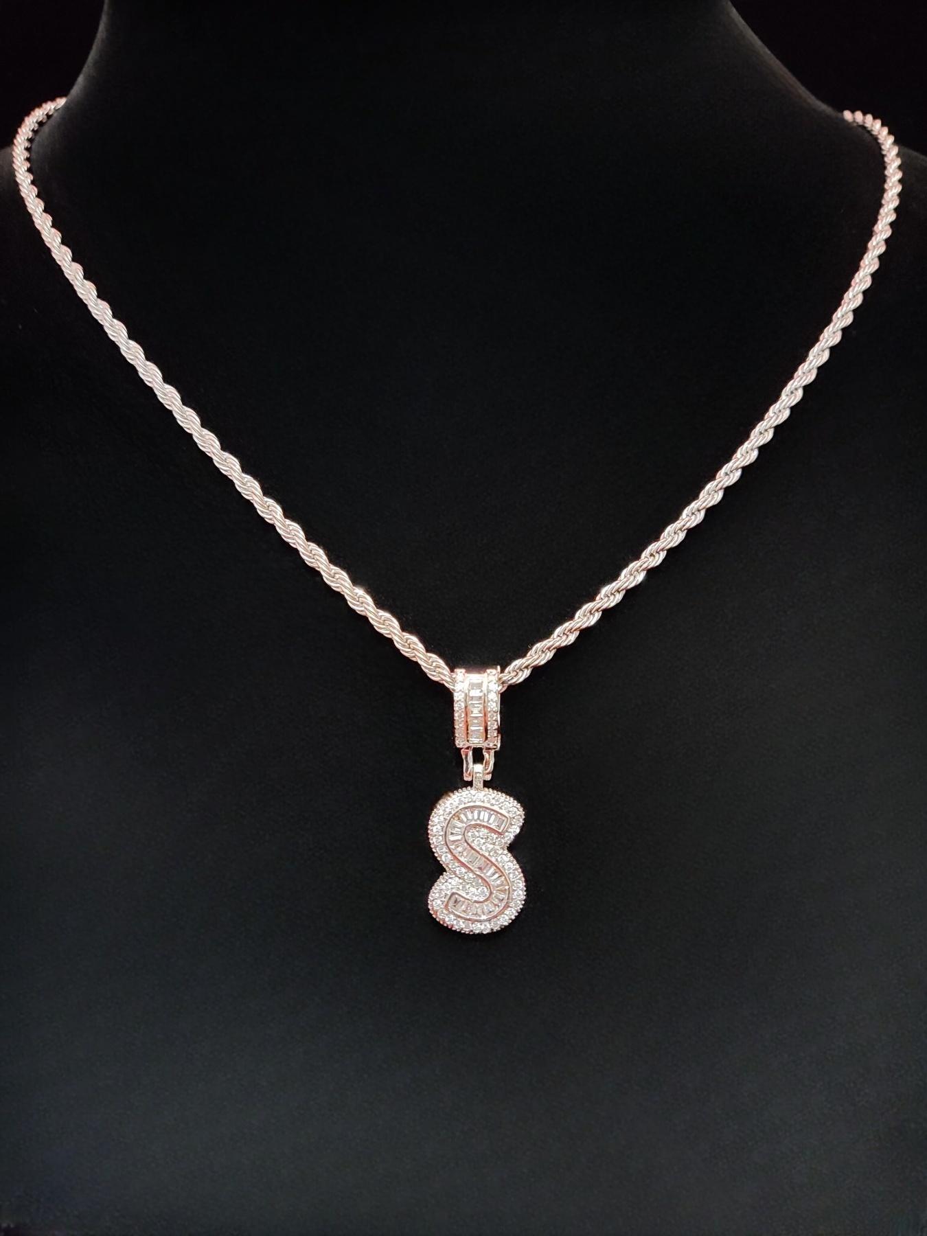 Artificial Zircon Letter Pendant & Chain Necklace, Fashion Jewelry for Party, Daily Clothing Decor, Trendy All-match & Exquisite Jewelry for Birthday Gift, Initial Necklace Jewelry