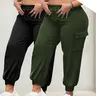 2-Pack Plus Size High-Waist Workout Joggers, Sporty Athletic Trousers, Drawstring Comfort, Side Pockets, Soft Fiber, Loose Fit, Sporty Casual Pants