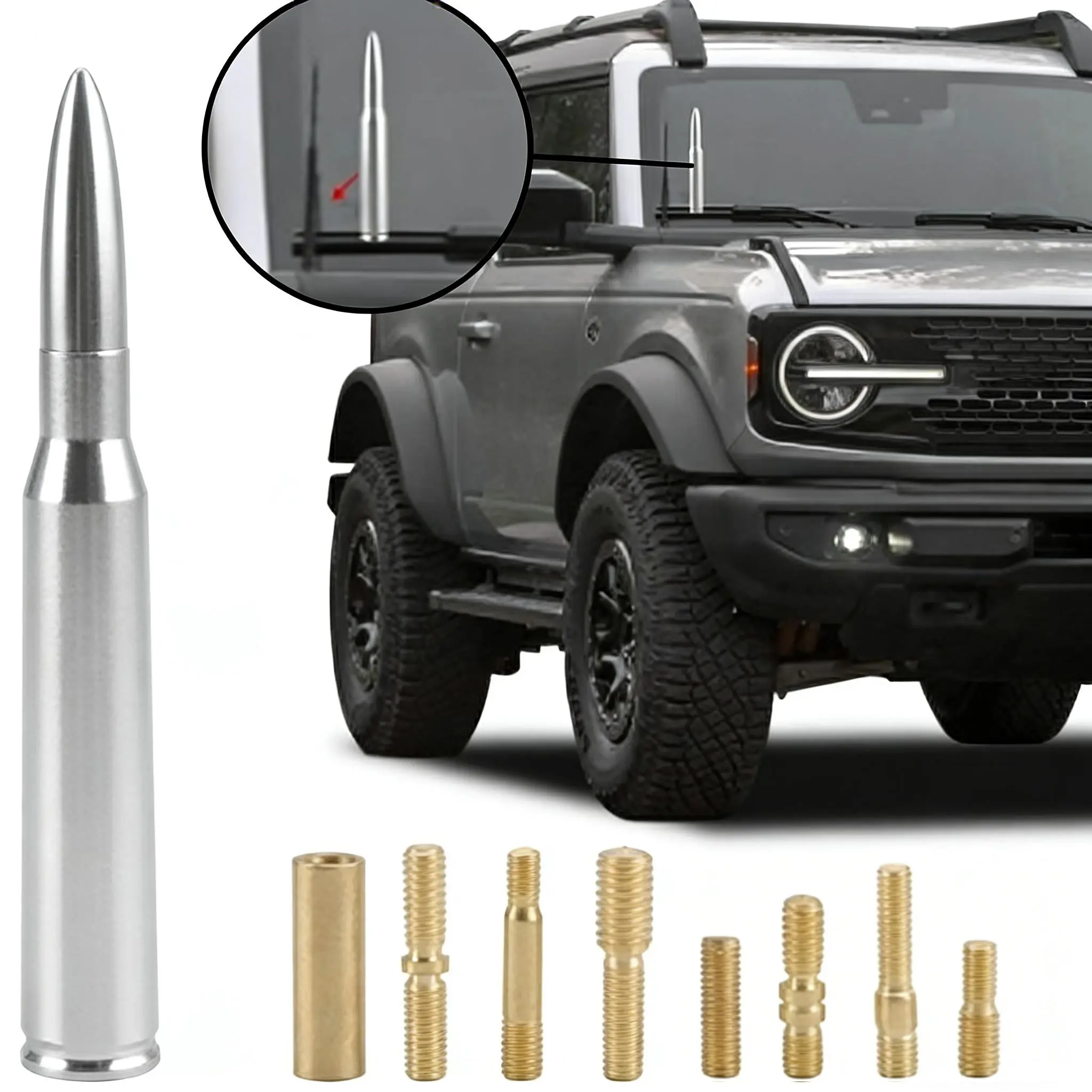 Truck Accessories Bullet Antenna Black Billet Aluminum Bullet Antenna Mast with Premium Copper Hardware, Heavy Duty Replacement for GMC/Chevy/Silverado/Sierra Pickup Trucks