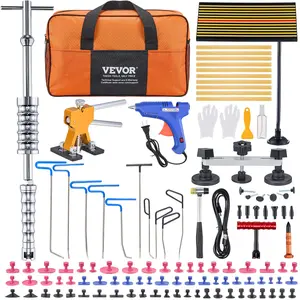 VEVOR Paintless Dent Removal Rods, 89 PCS Paintless Dent Repair Tools, Golden Lifter Puller Car Dent Repair Kit, Glue Puller Tabs Dent Puller Kit for Auto Dent Removal, Minor Dents, Door Dings