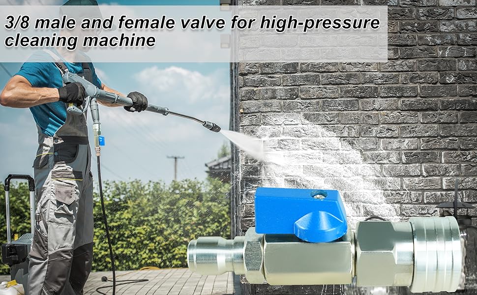 High Pressure Washer Ball Valve Kit 3/8 NPT Quick Connector 4500 PSI for Washer Hose