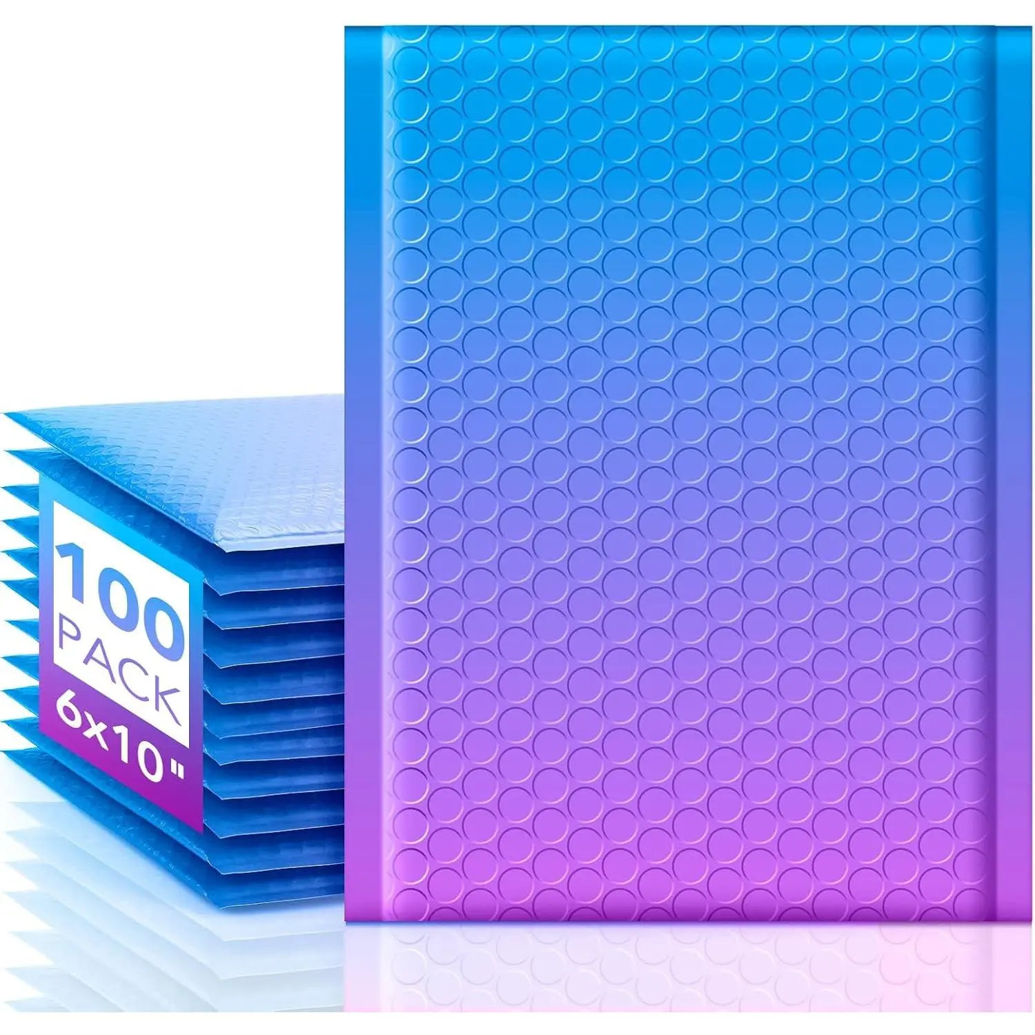 Cute Design Bubble Mailers 6x10" 100 Pack Opaque Padded Envelopes | Usable Size 6x9" Self Seal Pattern Shipping Envelopes for Mailing Jewelry Makeup Cards Thick Bubble Padded Mailer BluePurple