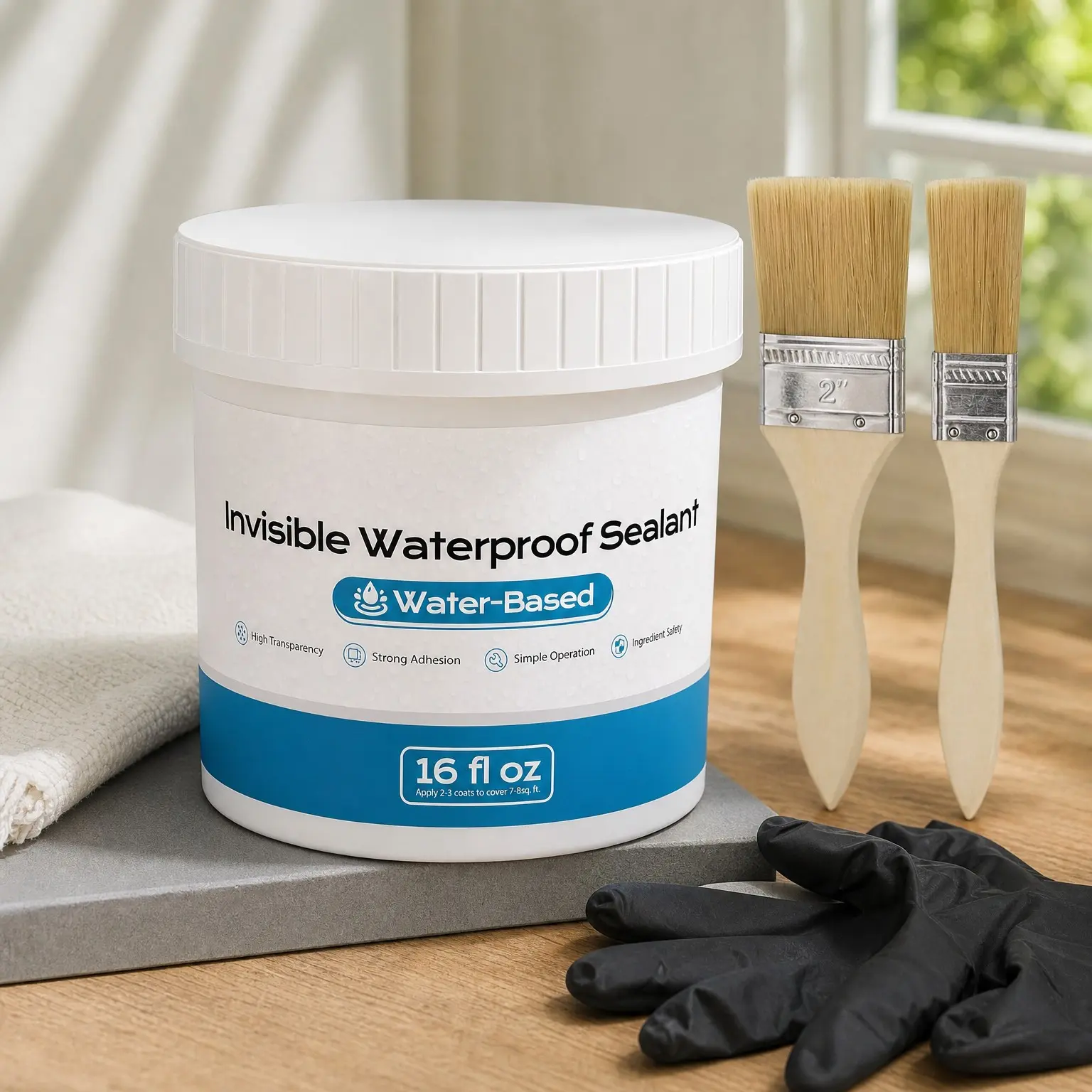 Transparent Water-Based Waterproof Sealant & Coating for Indoor & Outdoor Use on Roofs, Walls, Bathroom, Kitchen, Garden (16 FL OZ)Gift