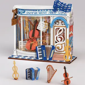 DIY Miniature Kit Mini Building Dollhouse Instrument Shop, Miniverse Lifestyle Mini Bookshelf Decoration, DIY Hobbies/Gifts for Friends (Melody Instrument Shop)