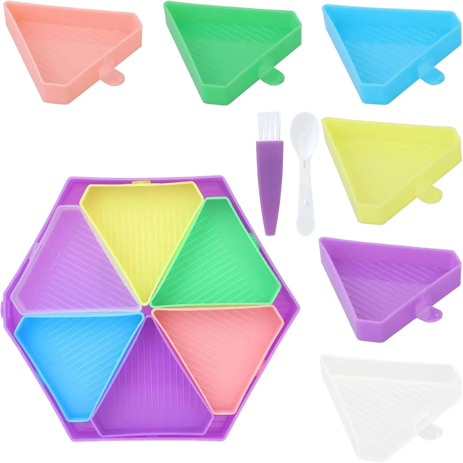 6 count  Art Trays,  Art Painting Storage Trays, Divided Colorful Trays Triangles  Art Tray,  Art Tools and Accessories for  Art Craft (6 Colors)