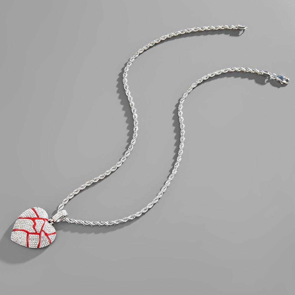 Hip-hop pendant heartbreak BrokeHeart personalized alloy diamond-studded couple's necklace, unique style trend
