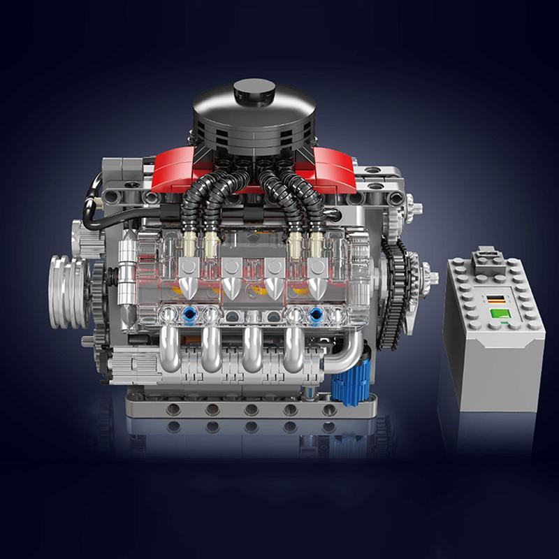 V8 Engine Building Blocks Set, DIY Building Model, 487pcs/box Assembly Bricks Ornaments, Collection for Adult Car Enthusiasts Gifts