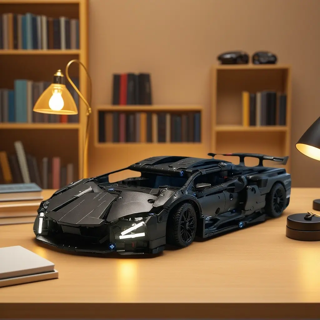 Knight Supercar Building Blocks, Matte Racing Mech Style, High Wing Interlocking Shock Absorber, Boys' Car Enthusiast Desktop Collection Ornament