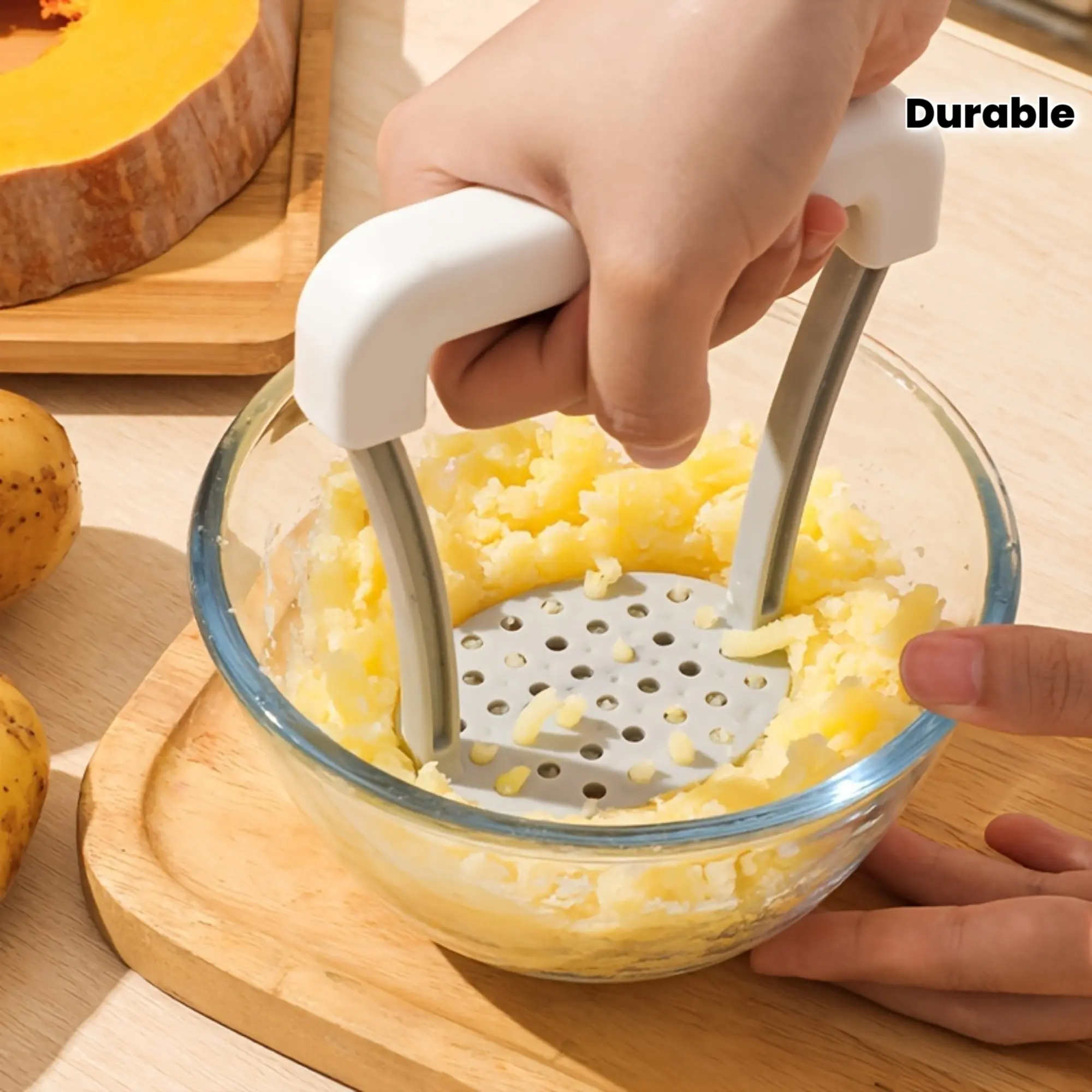 1pc Food-Grade Plastic Potato Masher with Ergonomic Grip & Smooth Mash Plate. Non-Rust, Lightweight & Easy to Clean. Great for Baby Food, Veggie Puree & Fruit. Ideal for New Parents & Home Cooks. Perfect for Thanksgiving & Holiday Meals.