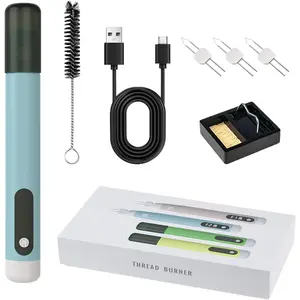 USB Rechargeable Thread Burner kit Digital Thread Zapper Tool  Pen for Leather Craft Sewing Beading Weaving and Stringing Wooden Board Hot Stamping Molten Wax Carving (Blue)