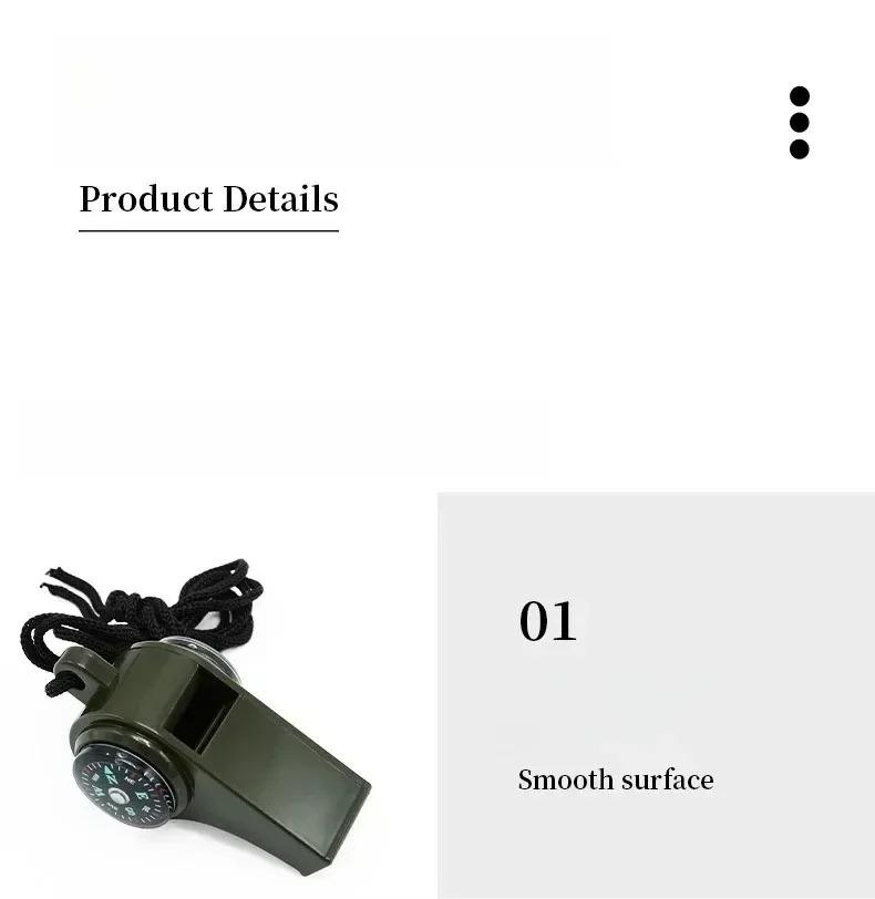 Multifunctional Emergency Survival Whistle with Compass & Lanyard, Loud Safety Whistle for Hiking, Camping, Climbing & Outdoor Sports