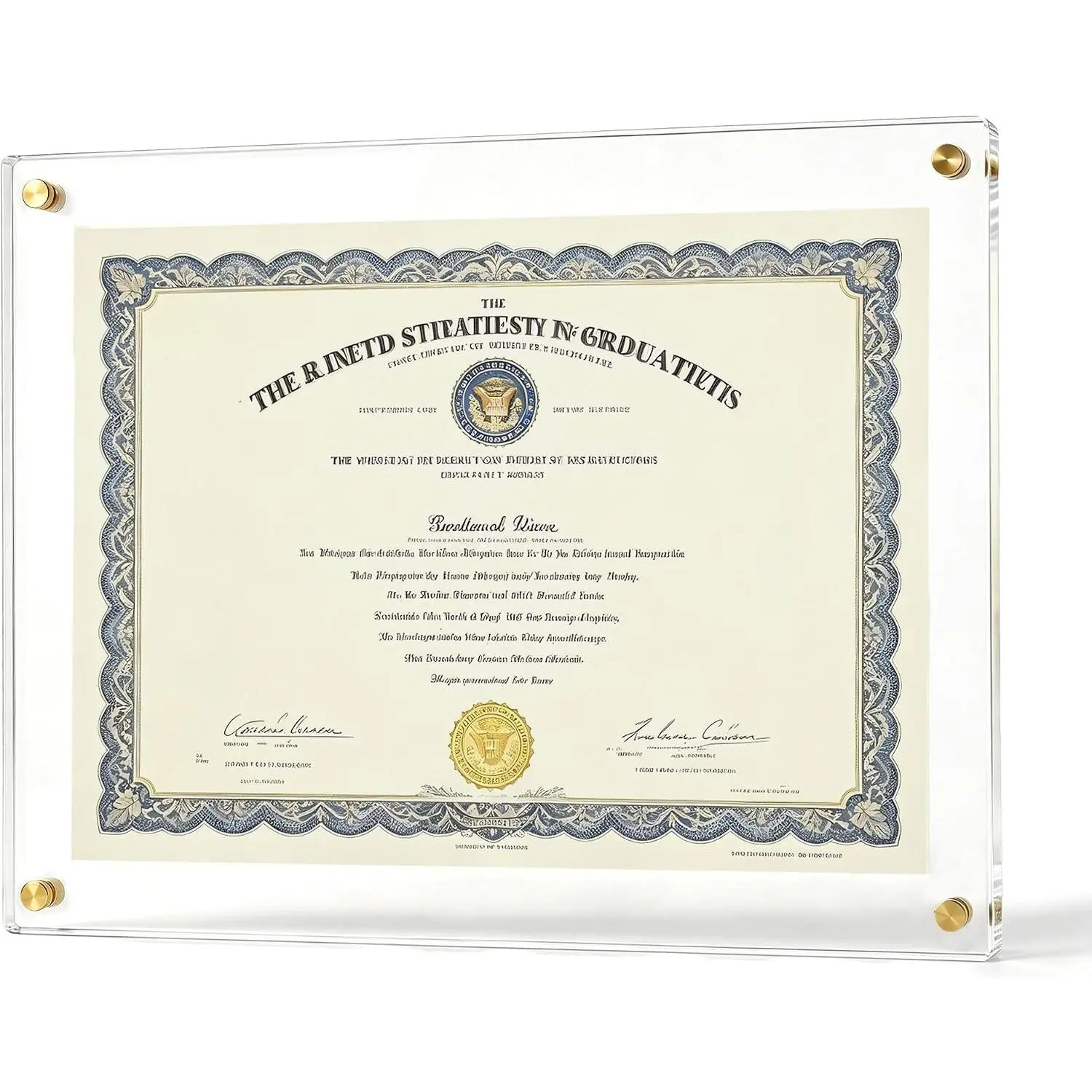 11x14 Acrylic Floating Frameless Clear Photo Frame, Self-Adhesive Wall Mount, No Drill Holes for Diploma Certificate Degree Document Display Gallery WallGift