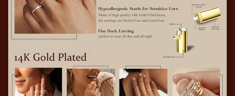 FIBO 6 Pcs 14K Gold Plated Stacking Rings for Women Dainty Cubic Zirconia Eternity Band & Vintage Wave Ring Set Hypoallergenic Non Tarnish Aesthetic Finger Jewelry for Wedding Promise Travel Size 5-10 FIBO 6 Pcs 14K Gold Plated Stacking Rings for Women Dainty Cubic Zirconia Eternity Band & Vintage Wave Ring Set Hypoallergenic Non Tarnish Aesthetic Finger Jewelry for Wedding Promise Travel Size 5-10