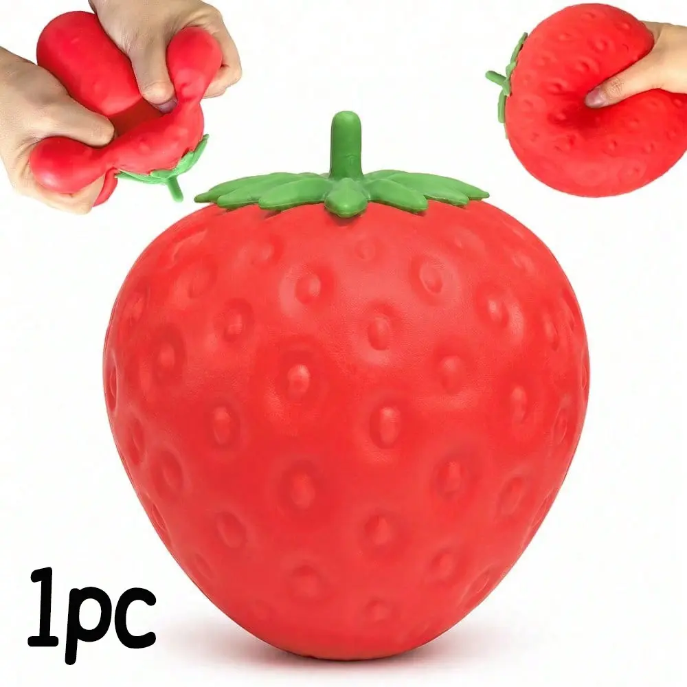 1Pc Squeeze Strawberry - Extra Large Squishy Strawberry Block | Gag Gifts Funny Adult | 4.25 Inch Giant Stress Ball | Fidget Sensory Toy for Adult - Sunny Days Entertainment，,Gift bag fillers, Pinata fillers，Classroom Prizes，Birthdays & Graduations Toys